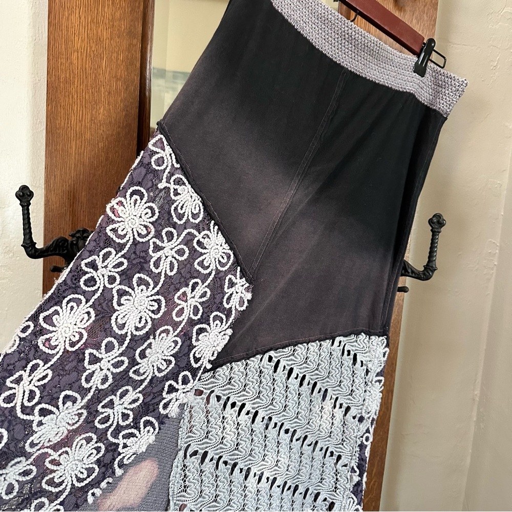 Anthropologie Aratta Silent Journey Black and Gray Patchwork Maxi Skirt - Picture 4 of 11
